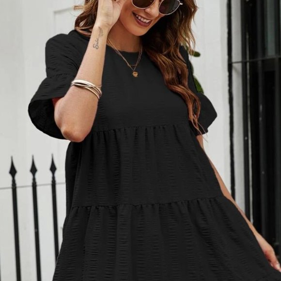 SHEIN Flounce Sleeve Smock Dress - Sz M - Picture 2 of 3